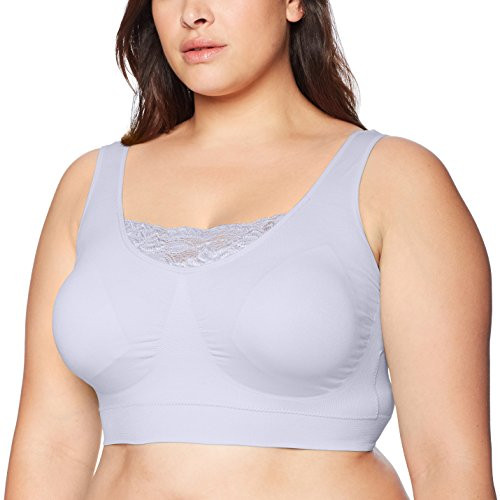 Ahh By Rhonda Shear Women's Double Layer Seamless Bra with lace Inset Bra, Lavender, Small Ahh By Rhonda Shear Women's Double Layer Seamless Bra with lace Inset Bra, Lavender, Small