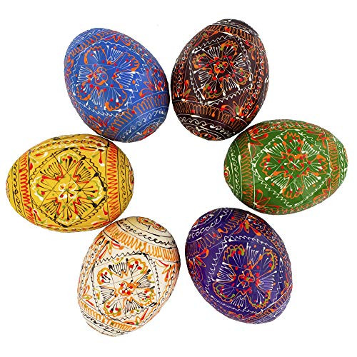 BestPysanky Set of 6 Wooden Ukrainian Easter Eggs Pysanky BestPysanky Set of 6 Wooden Ukrainian Easter Eggs Pysanky