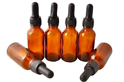 Amber Glass Empty Bottles for Essential Oils With Glass Dropper 30 ml (1oz) For Colognes  and  Perfumes- Pack of 6
