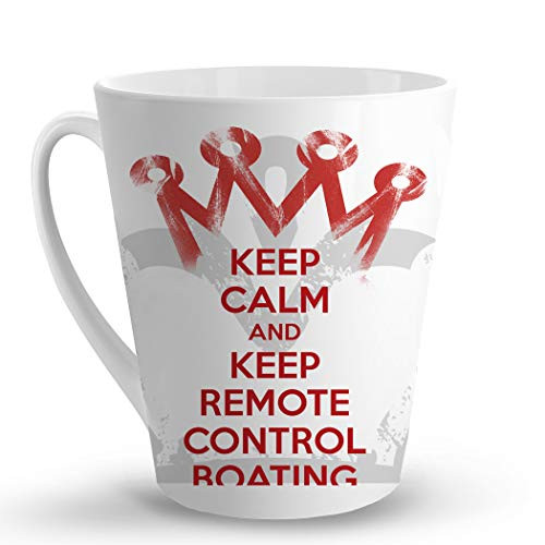 Makoroni - KEEP CALM AND KEEP REMOTE CONTROL BOATING - 12 Oz. Unique Ceramic Coffee Cup, LATTE MUG