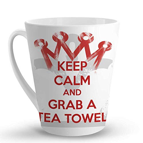 Makoroni - KEEP CALM AND GRAB A TEA TOWEL - 12 Oz. Unique Ceramic Coffee Cup, LATTE MUG