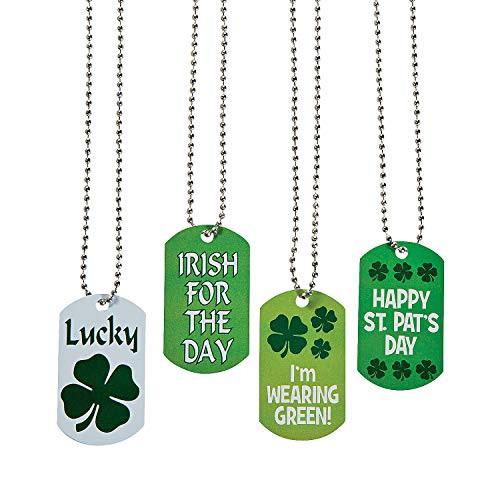 Fun Express St. Pat's Dog Tag Necklaces for St. Patrick's Day - Jewelry - Necklaces - Dog Tag Necklaces - St. Patrick's Day - 12 Pieces