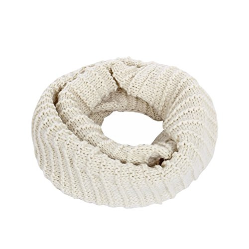 TrendsBlue Premium Solid Chunky Ribbed Knit Warm Infinity Loop Scarf, Light Beige