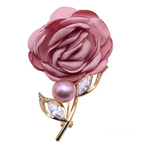 JYX Pearl Brooch Rose-Shaped 10.5mm Lavender Freshwater Pearl Brooch Pin JYX Pearl Brooch Rose-Shaped 10.5mm Lavender Freshwater Pearl Brooch Pin