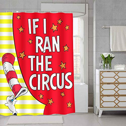 SDDSER Colorful Striped Hat Shower Curtain Red Stars Circus Decor Bathroom Curtain for Kids, 72 x72 in Bathtub Showers Waterproof Fabric with 12 Hooks YLLSSD402