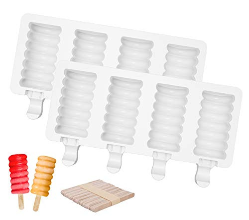 Ozera 2 Pack Popsicle Molds, 4 Cavities Cake Pop Mold Easy Release Cakesicle Molds Silicone Ice Pop Molds with 50 Wooden Sticks for DIY Ice Popsicle Ozera 2 Pack Popsicle Molds, 4 Cavities Cake Pop Mold Easy Release Cakesicle Molds Silicone Ice Pop Molds with 50 Wooden Sticks for DIY Ice Popsicle