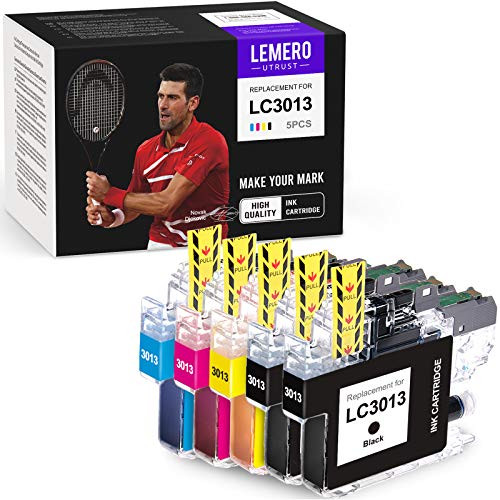 LemeroUtrust Compatible Ink Cartridge Replacement for Brother LC3013 LC-3013 use with Brother MFC-J491DW MFC-J497DW MFC-J895DW MFC-J690DW (2 Black, 1 Cyan, 1 Magenta, 1 Yellow, 5-Pack)