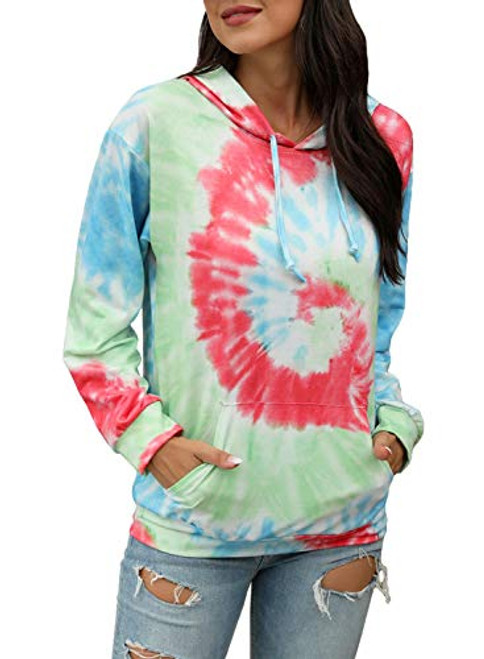LYCKYY Women's Tie Dye Hooded Sweatshirt Long Sleeve Lightweight Pullover Hoodie with Pocket Red LYCKYY Women's Tie Dye Hooded Sweatshirt Long Sleeve Lightweight Pullover Hoodie with Pocket Red