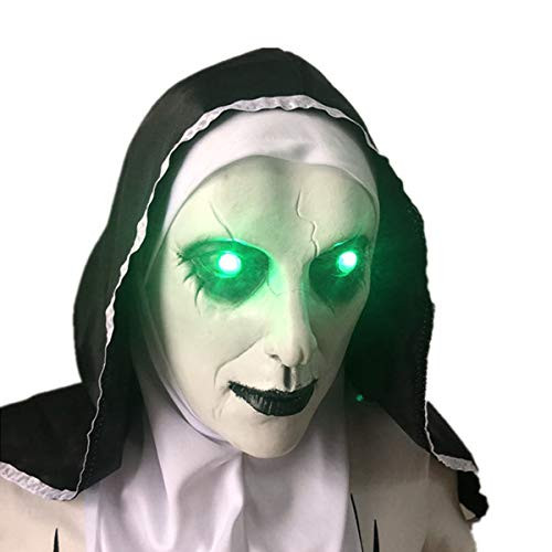 Utaomld The Nun Scary Mask Halloween Party Horror Led Light Up Mask,The Nun Costume Mask