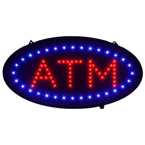 Led Open Signs Decor for Business Mart Shop Store Bar Cafe Now Open Sign Display On/Off Switch plus Chain (19 inch Lx 10 inchW(Oval inchATM inch))