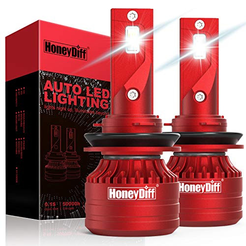 HoneyDiff H11 LED Headlight Bulbs 16000LM 6500K Cool White Automotive Headlight Bulbs Auto Led Headlight High Low Beam CSP LED Chips 2 Pack