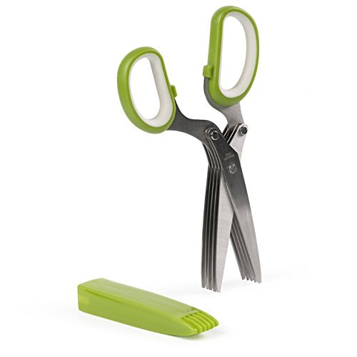 BonBon Herb Scissors Multipurpose Kitchen Stainless Steel Shear with 5 Blades & Cover