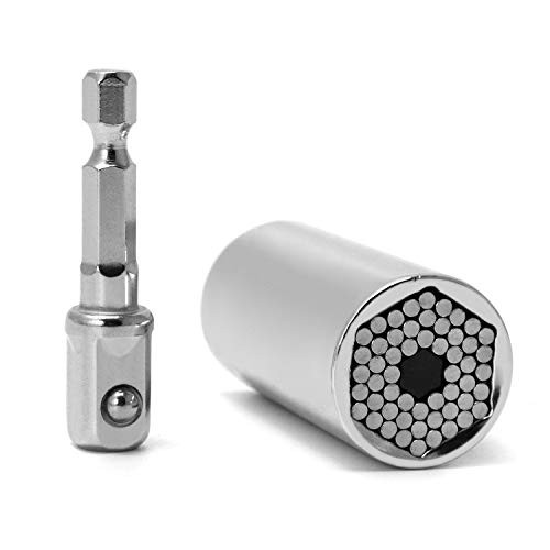 QWORK Universal Socket, Multifunctional Functional Sockets Set, Professional Repair Tools with Wrench Power Drill Adapter