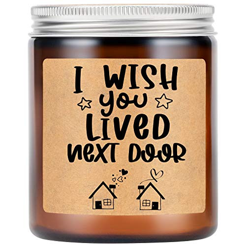 LEADO Lavender Scented Candles - Best Friend, Friendship Gifts for Women, I Wish You Lived Next Door - Funny Birthday, Valentines, Galentines Day Gifts for Friends, BFF, Bestie, Her - Going Away Gifts