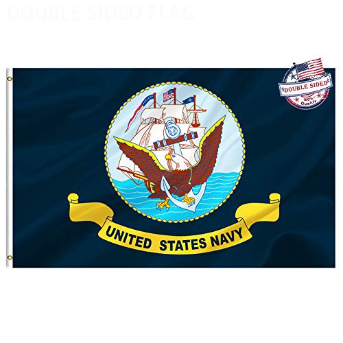 N and B US Navy Flag 3x5 Outdoor Double Sided Heavy Duty 3ply United States Navy Seal Flags Super Durable USN Flags 4 Rows Stitched Edge Canvas Header with 2 Brass Grommets Vivid Color