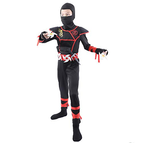 Leadtex Boys Halloween children's Costume Red Ninja Warrior Muscle Costume Jumpsuits With Ninja Accessories.(5-6yrs) Leadtex Boys Halloween children's Costume Red Ninja Warrior Muscle Costume Jumpsuits With Ninja Accessories.(5-6yrs)