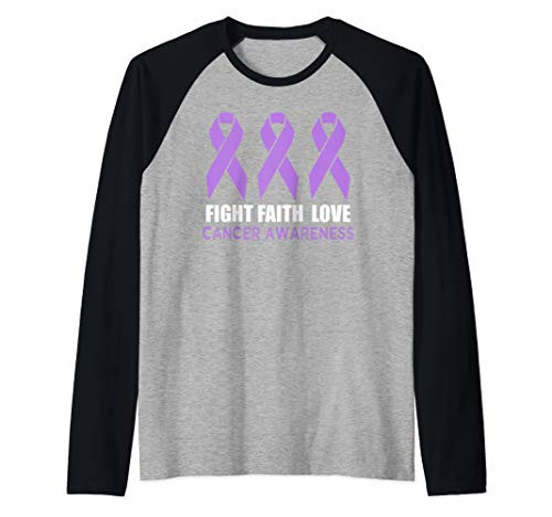 Cancer Awareness Month Lavender Ribbon Support Gift Raglan Baseball Tee