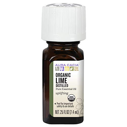 Aura Cacia Certified Organic Pure Lime, Distilled Essential Oil 0.25 fl. oz. Citrus aurantifolia Aura Cacia Certified Organic Pure Lime, Distilled Essential Oil 0.25 fl. oz. Citrus aurantifolia