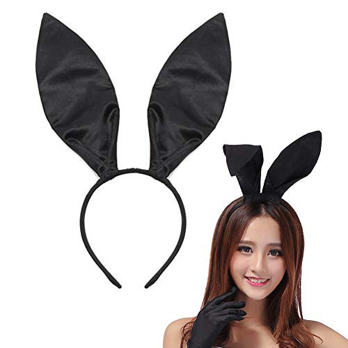 Big Bunny Ears Headband for Easter,Halloween Party Costume Accessories/Sweet Sexy Rabbit Ear Hair(Black)