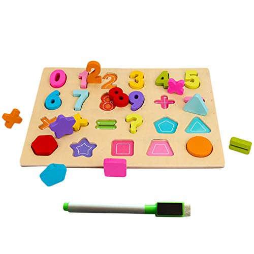 Puzzles, Wooden Alphabet Math Number Puzzles Board with Writing Pen Educational Kids Toy - Digital Board 0-9 Puzzles, Wooden Alphabet Math Number Puzzles Board with Writing Pen Educational Kids Toy - Digital Board 0-9