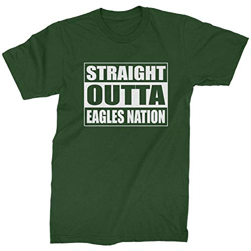 Mens Straight Outta Eagles Nation Football T-Shirt X-Large Forest Green