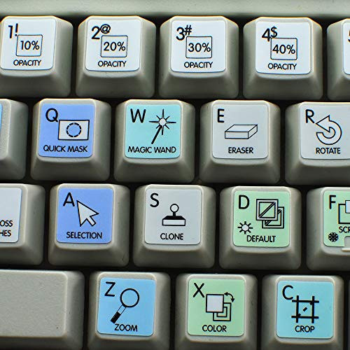 Adobe Photoshop Galaxy Series Keyboard Stickers Shortcuts 12X12 Size are compatible with Adobe