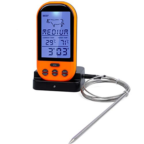 Moniclern Wireless Remote Digital Food Thermometer Timer Alarm Meat Barbecue Thermometer Probe Steak BBQ Temperature Gauge Kitchen Cooking Tools