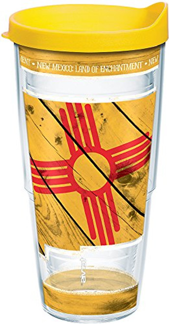 Tervis New Mexico State Outline Insulated Tumbler with Wrap and Yellow Lid, 24oz, Clear Tervis New Mexico State Outline Insulated Tumbler with Wrap and Yellow Lid, 24oz, Clear