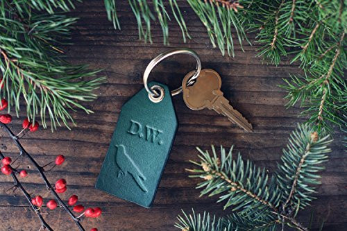 Custom Personalized Leather Tag, Initials Key Chain, Luggage tag, Wedding Party Favor, Keychain, Leather Keyring, Bird