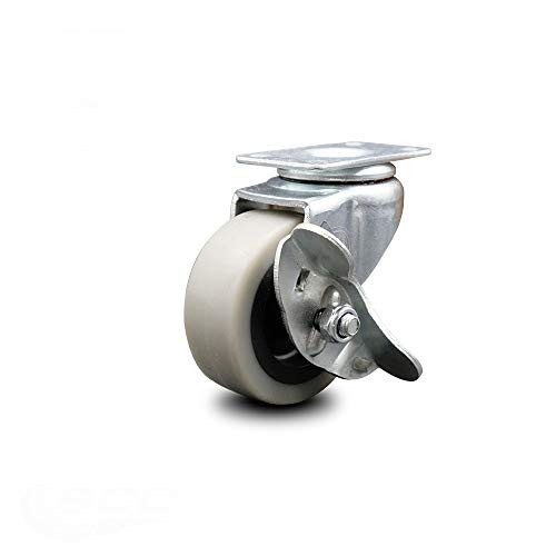 Service Caster - 2 Inch Swivel Thermoplastic Rubber Caster with Top Plate and Brake - 80 lbs./Caster
