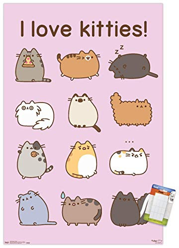 Trends International Pusheen - Kitties Wall Poster, 22.375 inch x 34 inch, Premium Poster  and  Mount Bundle