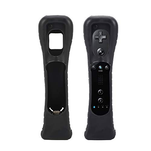 Queen.Y Wii Nunchuck Controller Motion Plus, Built-in 2 in 1 Remote Motion Plus Sensor Controller Adapter and Silicone Case for Nintendo Wii,Black