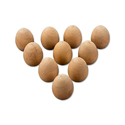 Pack of 10 Unfinished Wood Easter Craft Eggs,Smooth Wooden Fake Eggs for Crafts and Easter Egg Ornaments