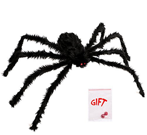 LEShop Spider Decorations,Halloween Spiders,Outdoor Halloween Spider, Hairy Poseable Spider,Scary Spider for Halloween Decorations (59 in)