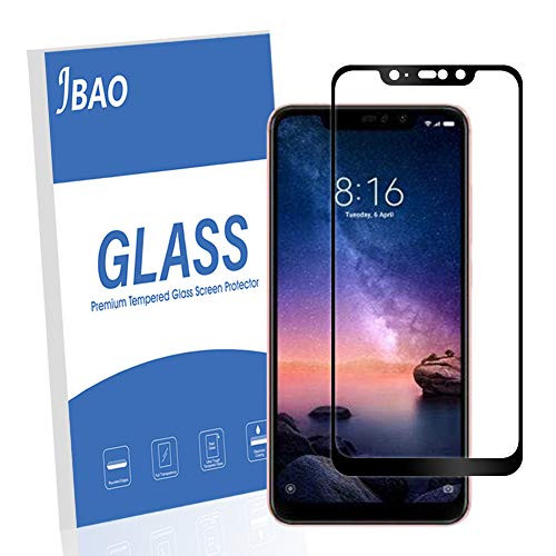 [2-Pack] Jbao Direct Xiaomi Redmi Note 6 Pro Screen Protector, 9H Hardness [Scratch Resistant] [Anti-Fingerprint] [Bubble Free] Tempered Glass for Xiaomi Redmi Note 6 Pro (Black)