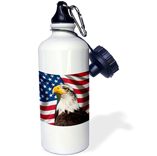 3dRose inchAmerican Flag USA Bald Eagle Patriotism Patriotic Stars Stripes inch Sports Water Bottle, 21 oz, White 3dRose inchAmerican Flag USA Bald Eagle Patriotism Patriotic Stars Stripes inch Sports Water Bottle, 21 oz, White