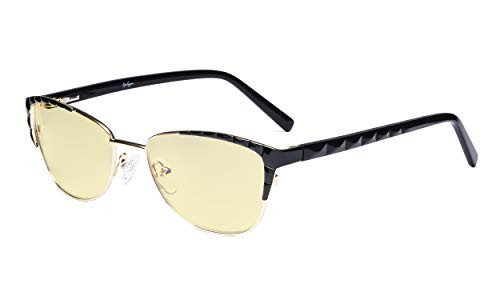 Eyekepper Ladies Blue Light Blocking Glasses with Yellow Filter Lens - Computer Eyeglasses Women - UV420 Cateye Eyewear - Black