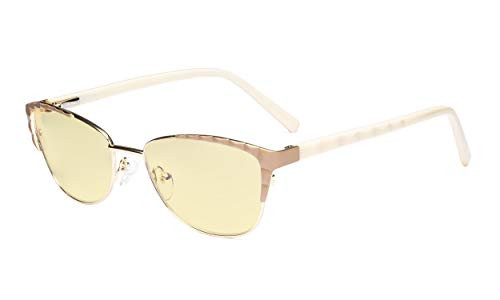 Eyekepper Ladies Blue Light Blocking Glasses with Yellow Filter Lens - Computer Eyeglasses Women - UV420 Cateye Eyewear - Beige