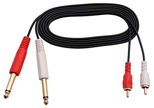 CGTime Dual 6.35mm to 2 RCA Audio Cable,Gold-Plated Dual 6.35mm (1/4 inch) TS Male to 2 (Dual) RCA Male AUX Audio Convertor Adapter Cable,for Mic Mixer Amplifie Mixer Amplifi etc(5.9 Feet/1.8M)