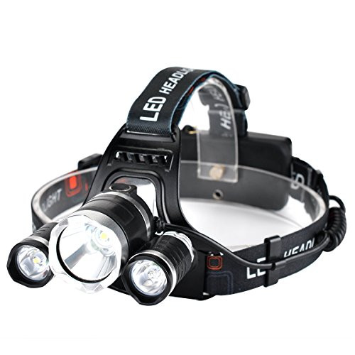 Pulomi LED Headlamp Rechargeable Kit 4 Modes Headlight CREE T6 Flashlight Including 18650 Batteries USB AC Charger For Outdoor Indoor