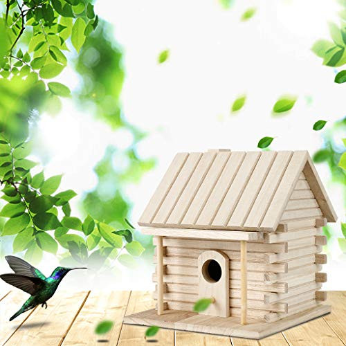 Wooden Bird House, Wood Bird Feeders for Outside, Large Bird Nest Box for Hummingbird, Parrot, Bluebird, Finch, Wren, Chickadee, Woodpecker, Wild Birds (Khaki)