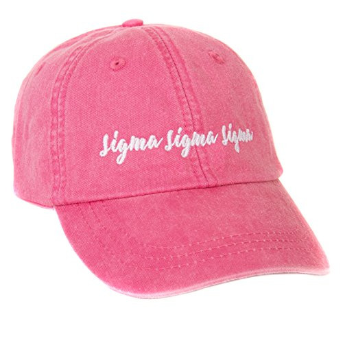 Sigma Sigma Sigma (N) Sorority Baseball Hat Cap Cursive Name Font tri-Sigma (Hot Pink - N)
