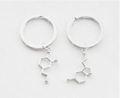 Science Keychains Set of 2 Chemical Keychains Serotonin and Dopamine Key rings Neurotransmitter Keychains Molecule Keychains Periodic Table