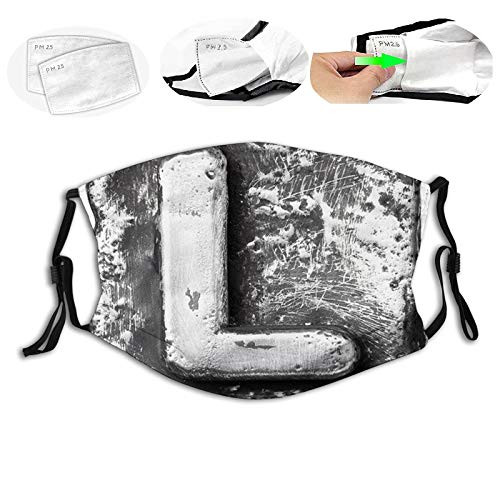 Comfortable Printed mask,Typography Composite L Alphabet Letter Name Baroque Knights Iron Words Writing Design Windproof Facial decorations for adult