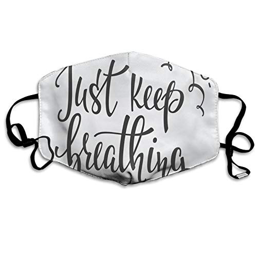 Unisex Face Mask Guard Cover, Reusable Anti-Dust Neck Gaiter Balaclava,Just Keep Breathing Phrase Hand Writing With Sun And Clouds Doodle Washable Scarf Coving for Sport Outdoor