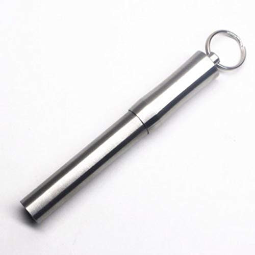 Pocket Toothpick Holder Keychain-waterproof Stainless steel Toothpick box Container and 3 Titanium Toothpicks Ultralight Travel Kit
