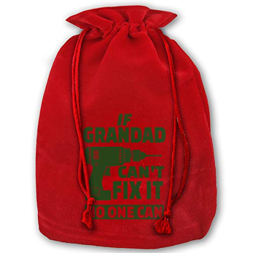 DSFGG Bags, If Grandad Can't Fix It Gold Velvet Santa Sack for Xmas Party Favors, Grocery/Wrapping Storage Bags for Kids