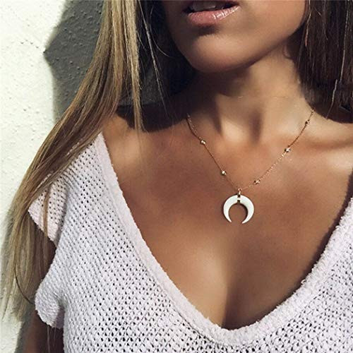 Jozape Necklace Rhinestone Pendant Necklace Moon Necklace Jewelry Chain for Women and Girls (Gold)
