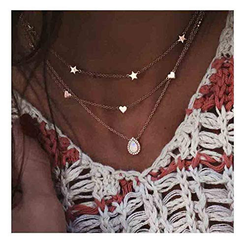 Edary Boho Layered Necklace Star Heart Necklaces Drop Water Pendant Gold Jewelry Accessories for Women and Girls. Edary Boho Layered Necklace Star Heart Necklaces Drop Water Pendant Gold Jewelry Accessories for Women and Girls.