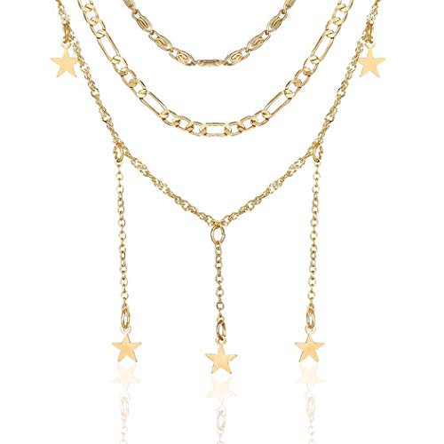 Easedaily Boho Layered Necklaces Gold Star Pendant Sequins Choker Tassel Short Necklace Chain Jewelry for Women and Girls Easedaily Boho Layered Necklaces Gold Star Pendant Sequins Choker Tassel Short Necklace Chain Jewelry for Women and Girls